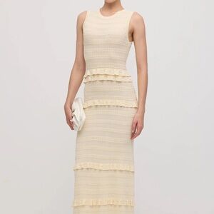 Sandro Cream Sleeveless Ruffle-Tier Maxi Dress